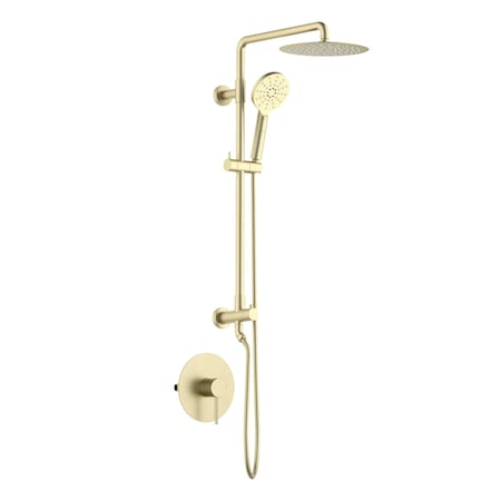 Kibi Circular Pressure Balanced 2-Function Shower Column with Rough In Valve - Brushed Gold KSC403BG